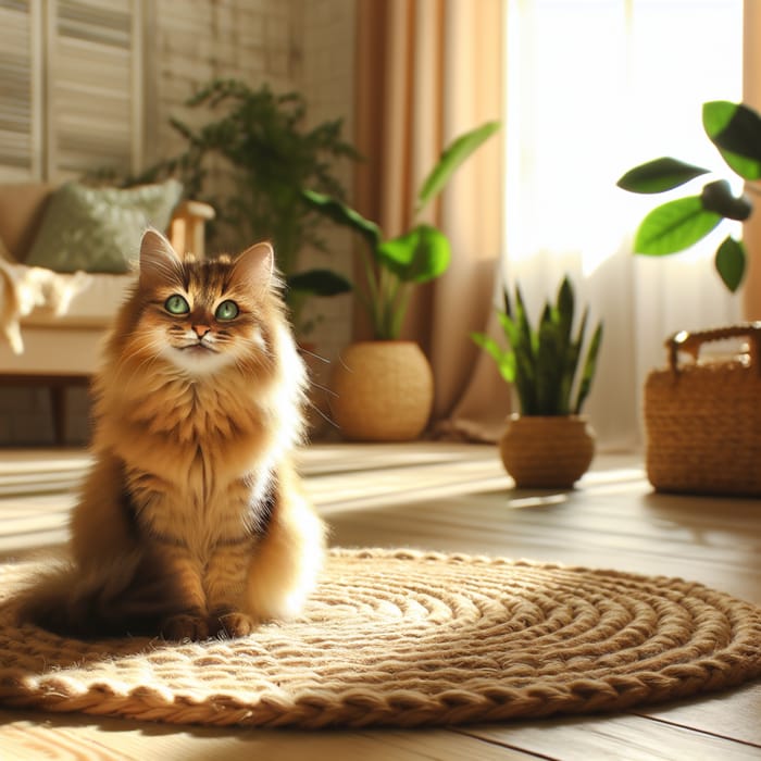 Serene and Content Cat in a Cozy Room