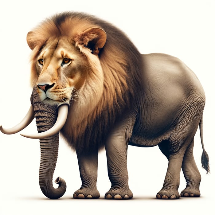 Majestic Lion and Elephant Fusion Image