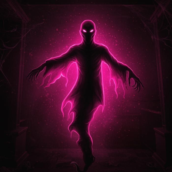 Evil Ghost in Pink and Black - Spooky Art