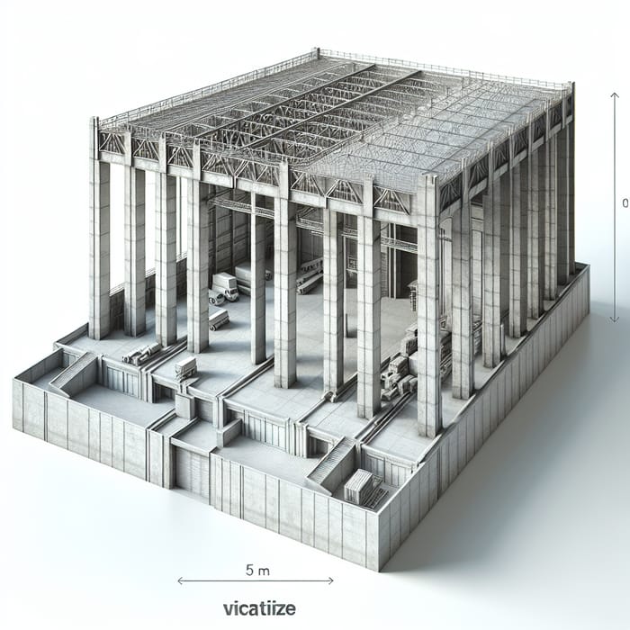 Sturdy 5m High Concrete and Metal Building