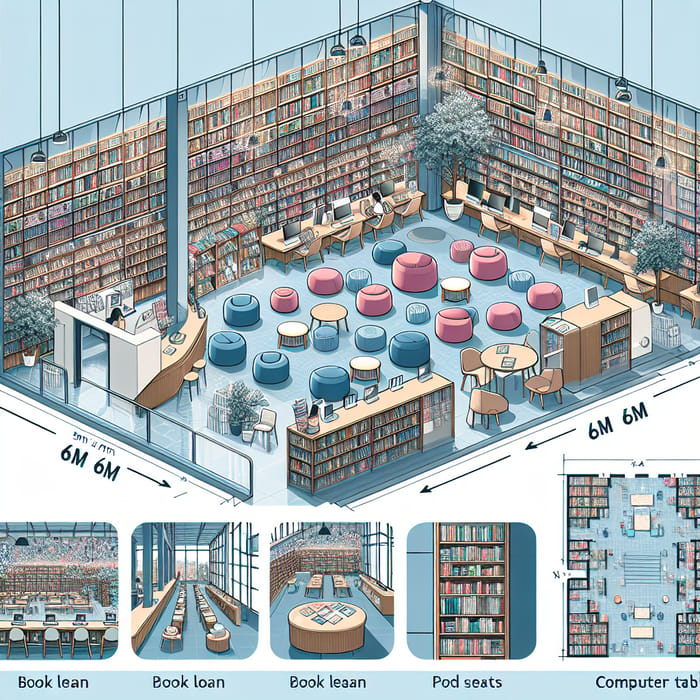 6M x 6M Dynamic Book Library | Bookshelves, Reading Area & Computer Tables