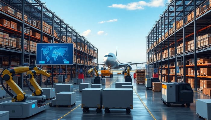 Modern Air Freight Terminal with Smart Warehousing Tech