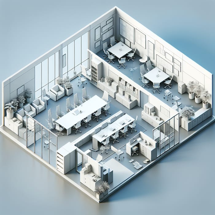 Modern 3D Architectural Design: Conference Room & Offices Layout