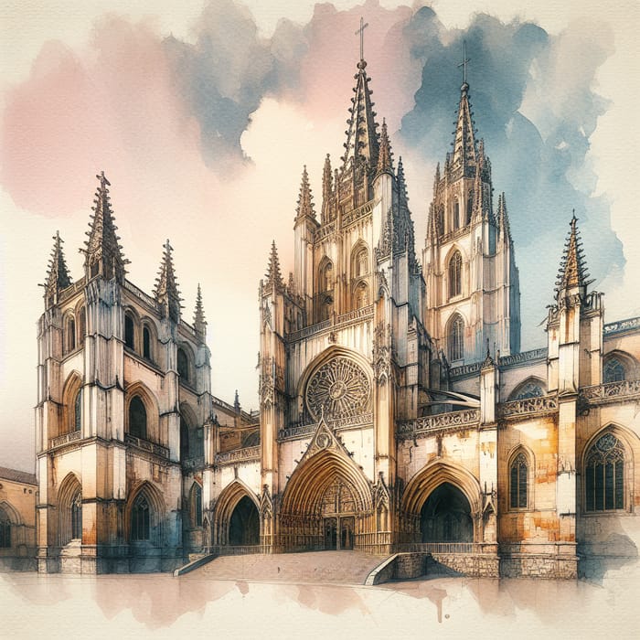 Catedral de San Salvador in Watercolor Art