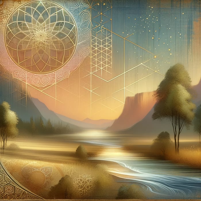 Serene Islamic Landscape Art | Golden Hues & Spirituality