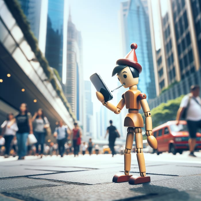 Small Wooden Marionette Exploring the City Small Wooden Marionette Exploring the City