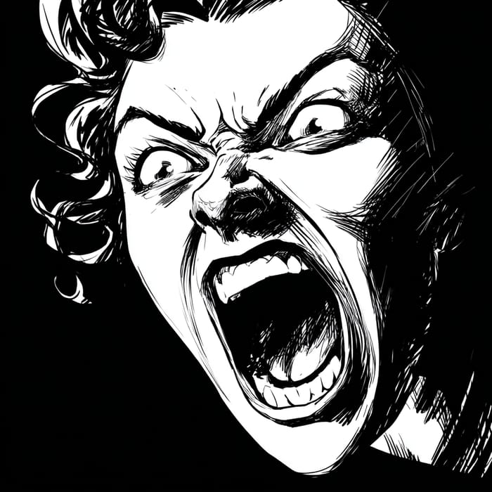Rageful Hater Face Illustration