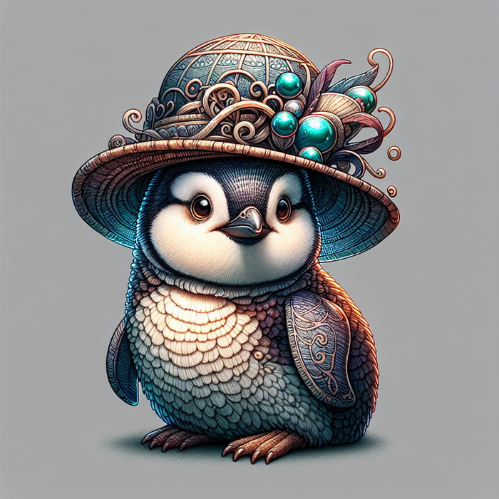 Detailed Penguin Art with Unique Hat - Digital Concept on Artstation