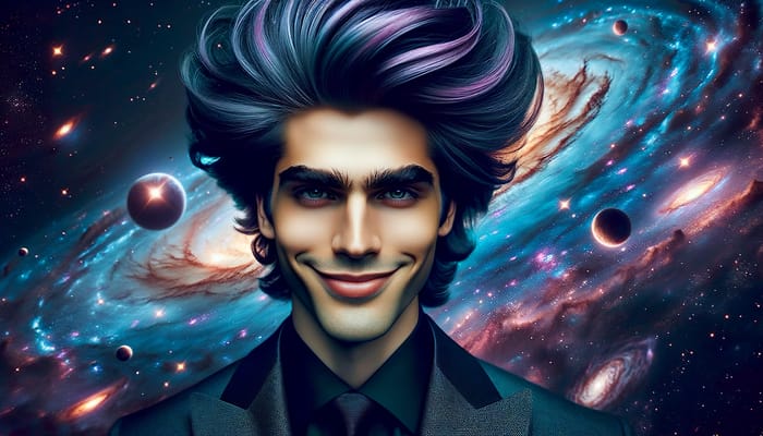 Galactic Anti-Hero: Young Man with Blue Purple Hair