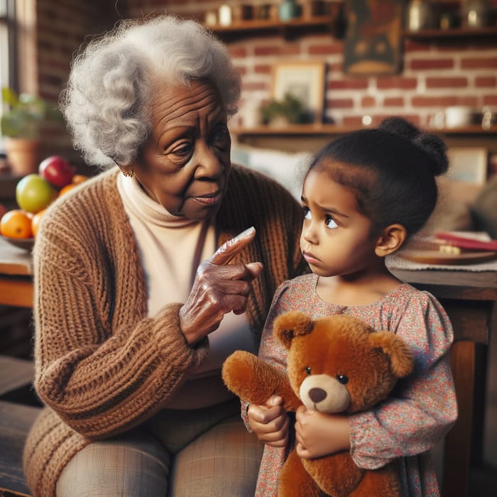 Black Grandmother Preserving Traditional Discipline with Child