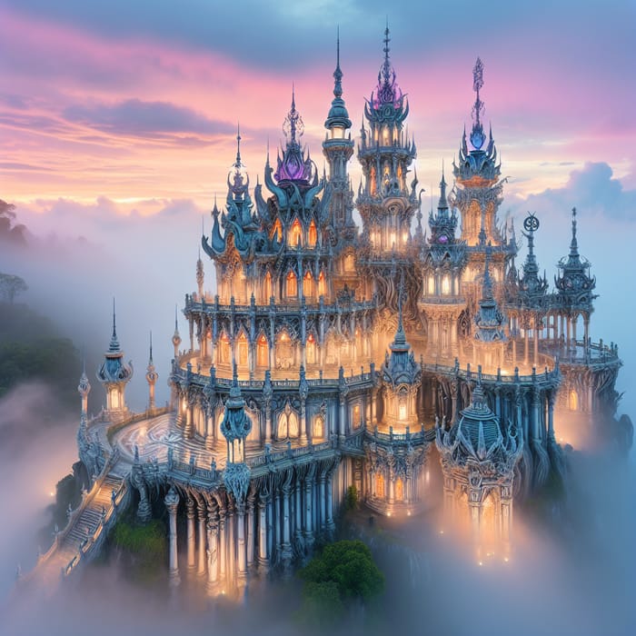 Mystical Castle in Fog: A Fantasy Wonderland