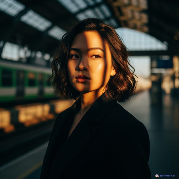 Cinematic Portraits: Young Asian Female at Train Station Cinematic Portraits: Young Asian Female at Train Station