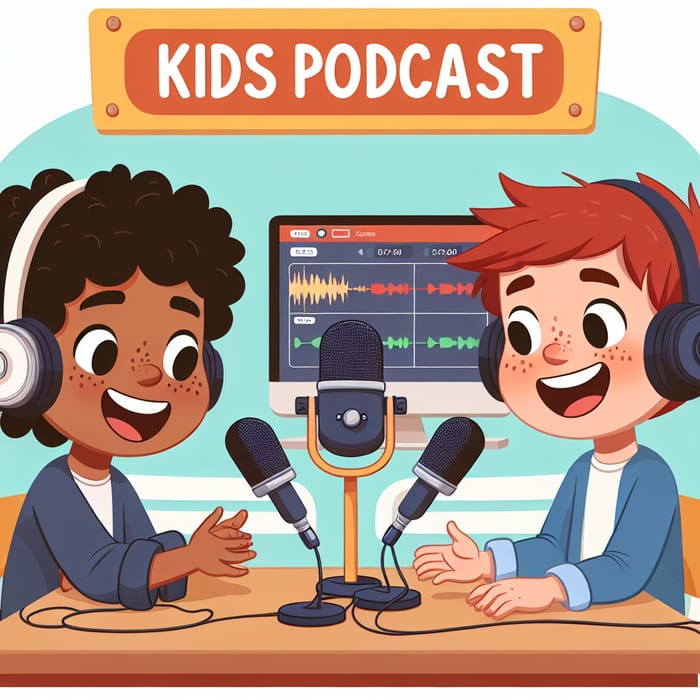 Colorful Kids Podcast with Animated Hosts