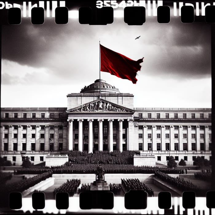 Iconic Red Flag Flying Above Reichstag - WWII Photo