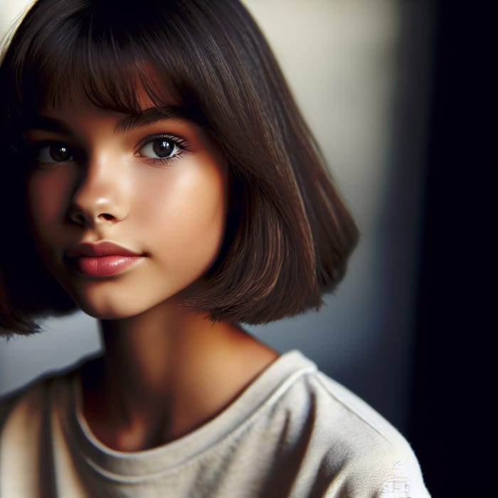 Bi-Racial Teen Girl with Trendy Bob Hairstyle | Soft Lighting