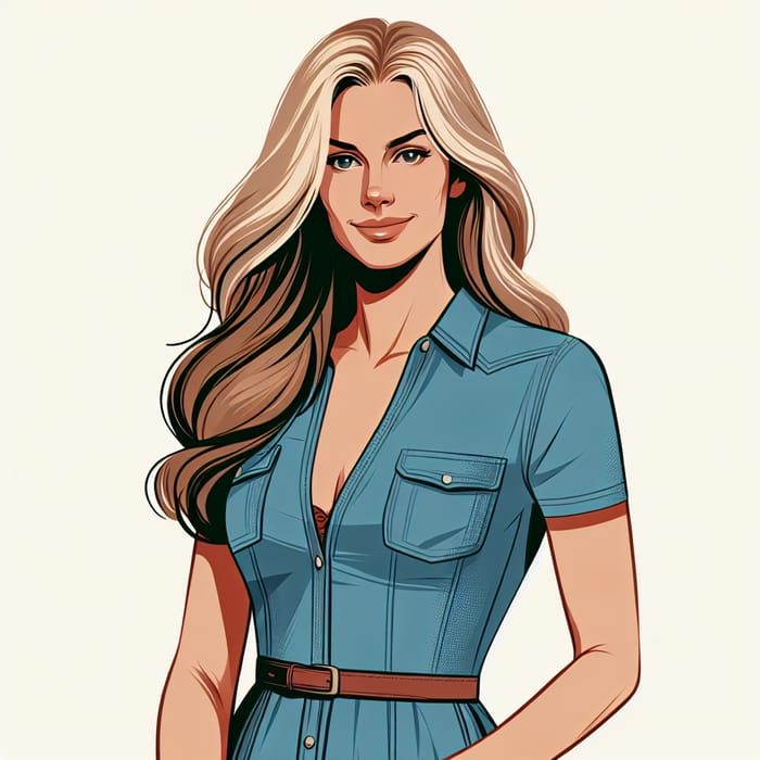 Blond Woman, 40s, Wearing Trendy Denim Dress | Shop Now