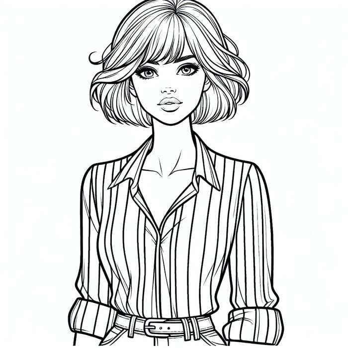 Coloring Book Illustration of Tall Blonde Woman - Over 50