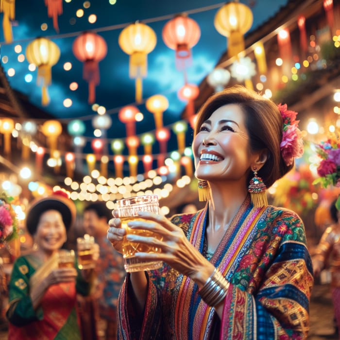 Village Mother Celebrating New Year Festively