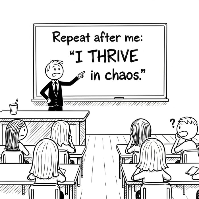 Thriving in Chaos: A Humorous Classroom Doodle Thriving in Chaos: A Humorous Classroom Doodle