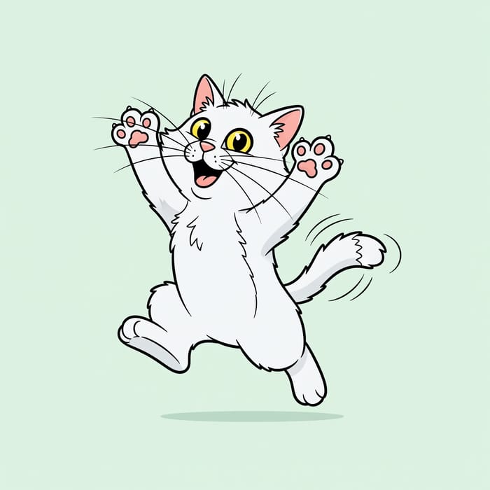 Joyful Cartoon Cat Art - Playful & Colorful Design Joyful Cartoon Cat Art - Playful & Colorful Design