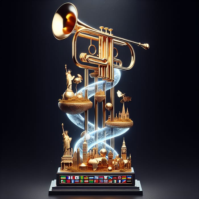 Unique Trophy Design: Trumpet, Nations & Streams