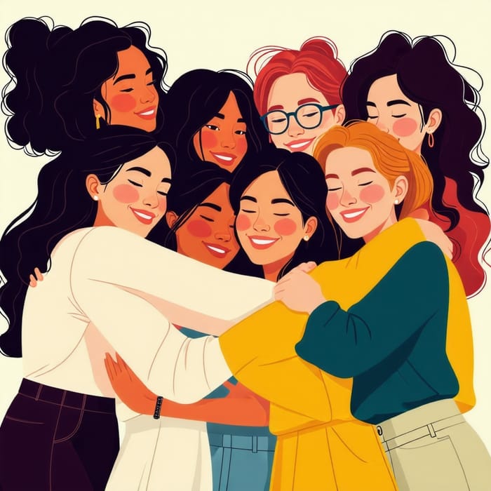 International Women Hugging Together - Sisters Celebration