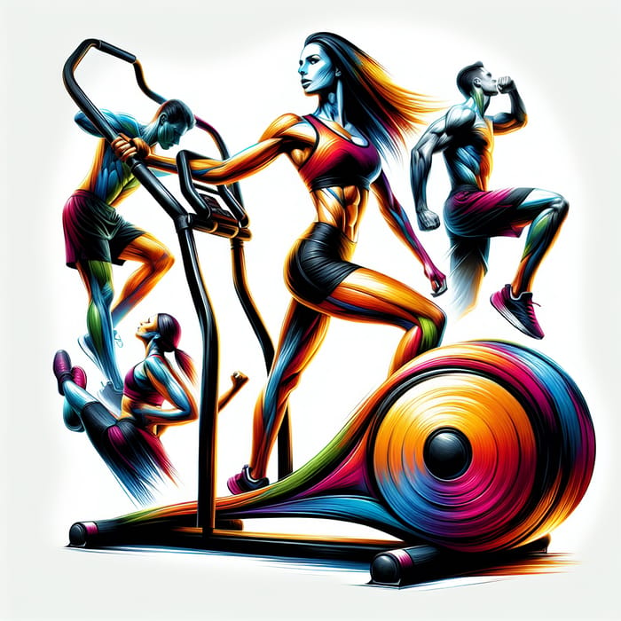 Vibrant Sports Equipment for Body Fitness | Dynamic Digital Painting