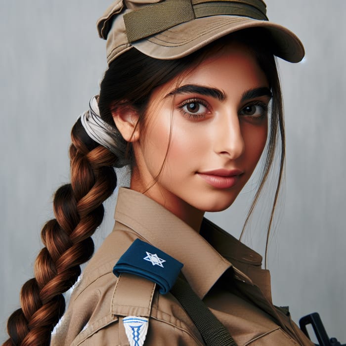 Israeli Female Soldier with Braided Hair