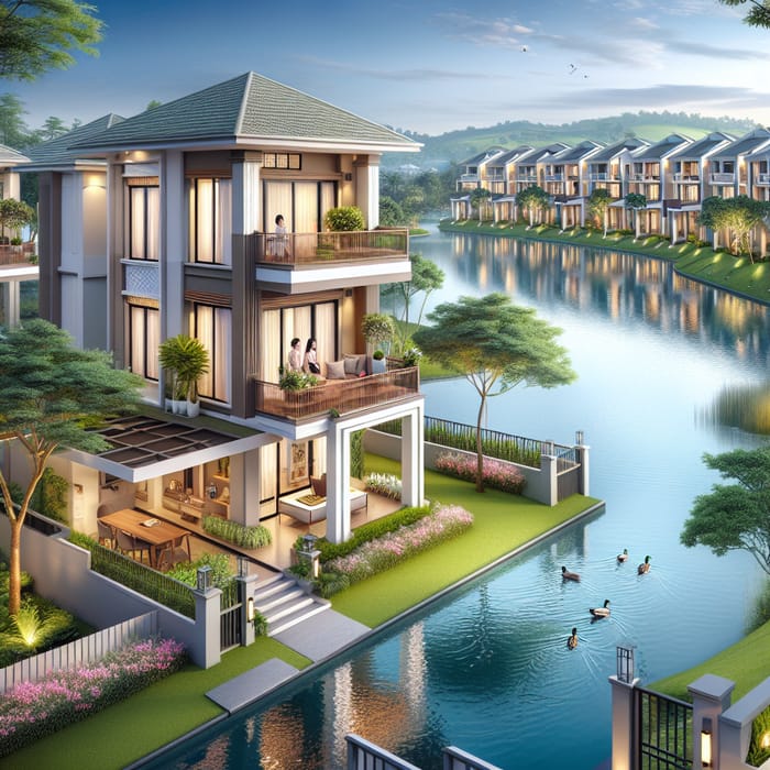 Tranquil Lakefront Two-Story Terrace House