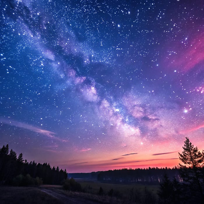 Stunning Sky with Vibrant Colors and Stars