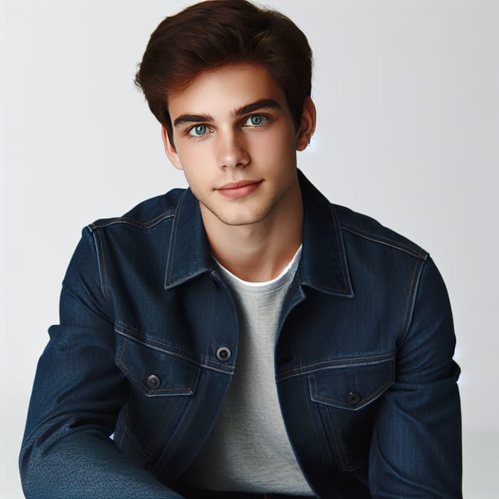 Stylish Young Man Portrait in Denim Jacket