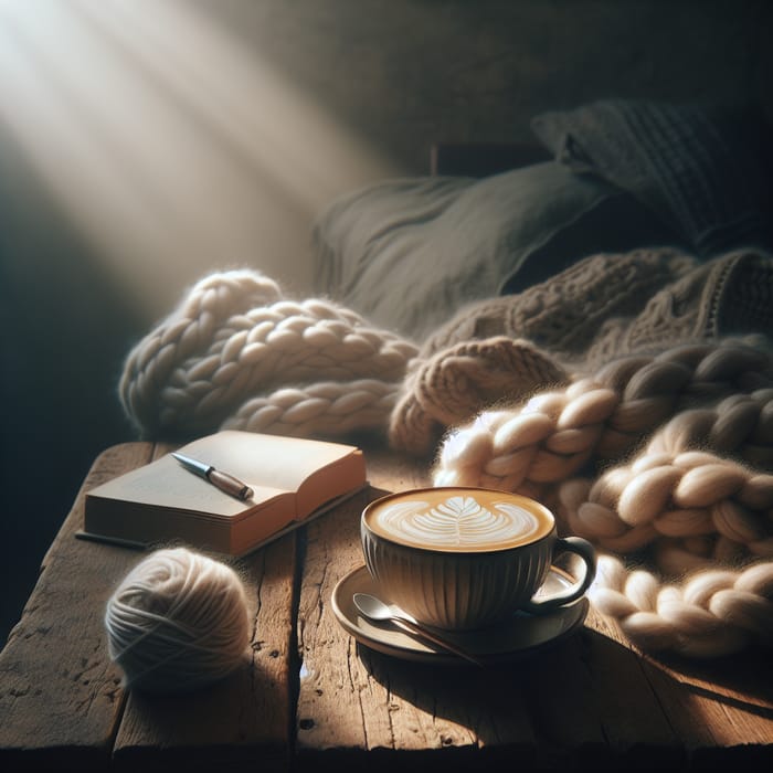 Harmonious Latte on Rustic Table