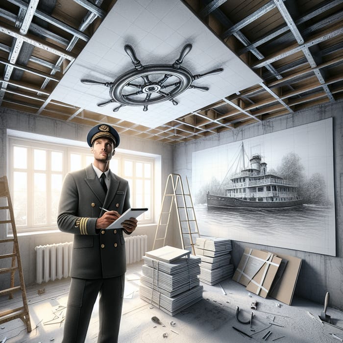 Professional Sailor Observing Room Renovation Scene