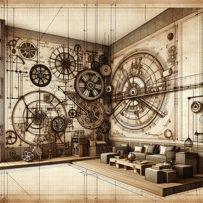 Da Vinci Inspired Interior Design | Mechanical Sketch Aesthetic