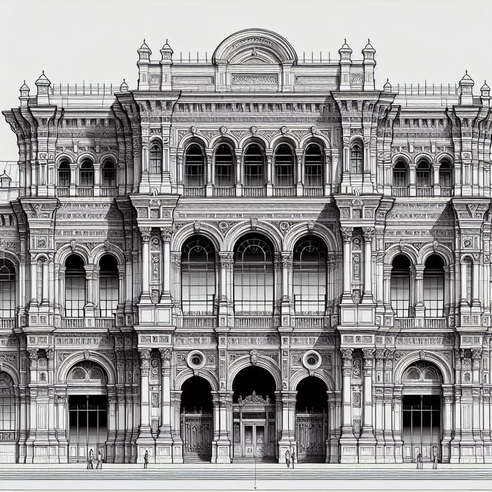 Gostiny Dvor Building Architecture Sketch in Moscow