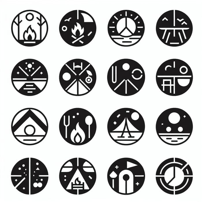 Russian Constructivist Children's Camp Icons: Modern Design