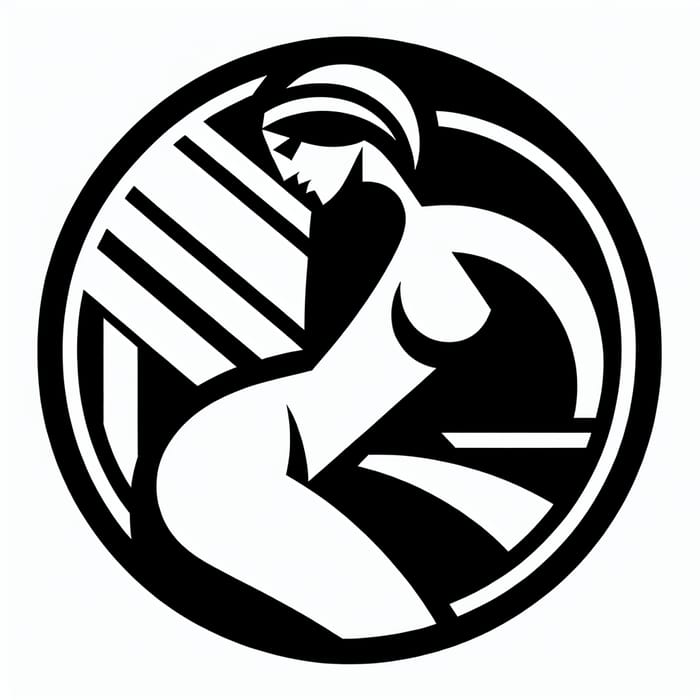 Russian Constructivist Circular Logo Design: Woman's Contour