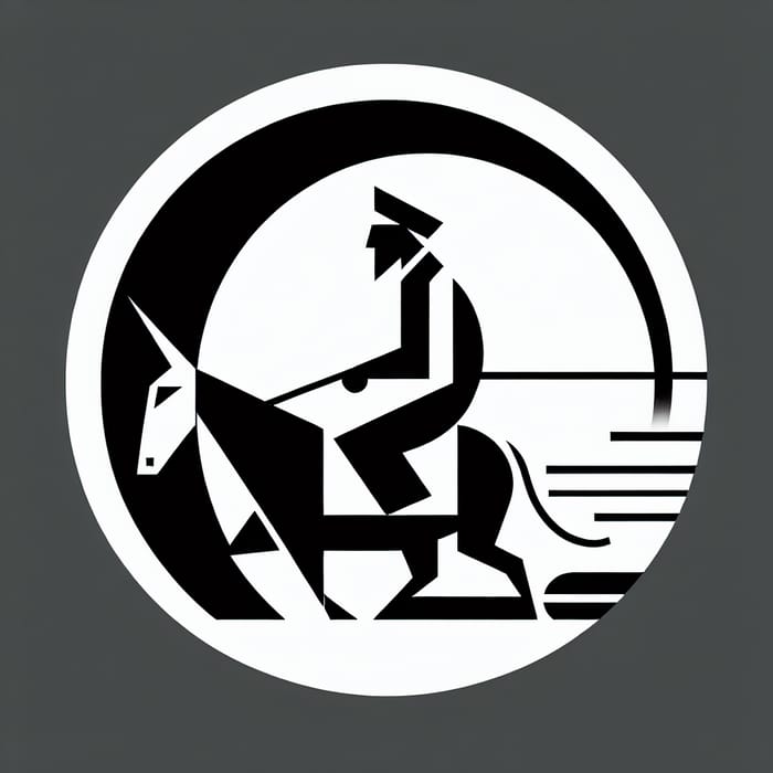 Minimalist Russian Constructivist Art: Geometric Man on Donkey