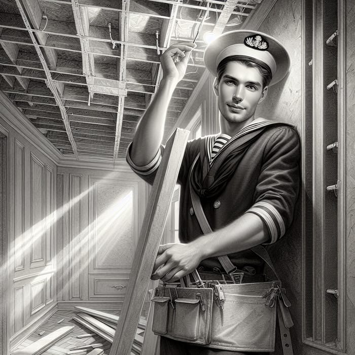 Modern Russian Sailor Renovating High-Tech Apartment | Vintage Poster