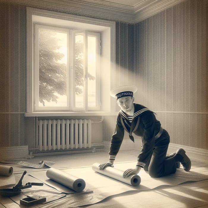 Vintage Russian Sailor in Chiaroscuro Scene | Waterproofing Material