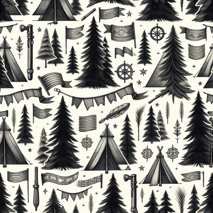 Nostalgic Fir & Tree Pattern with Vintage Adventure Essence