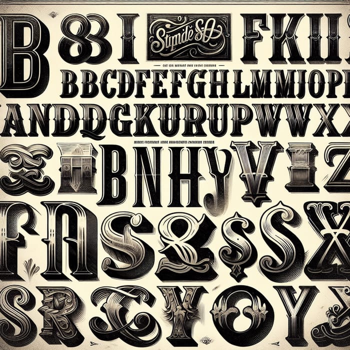 Vintage Font Selection - Intricate Detail & Chiaroscuro Lighting