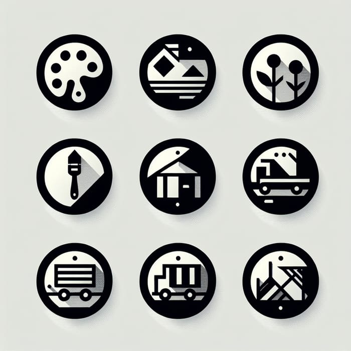 Russian Constructivism Inspired Children's Camp Icons | Modern Design