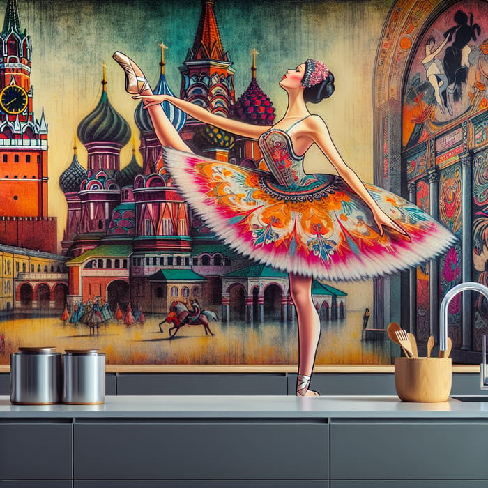 Elegant Russian Ballerina Poster: Vibrant Colors & Contemporary Flair