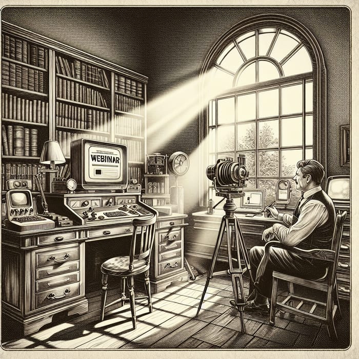 Vintage Retro Webinar Scene with Chiaroscuro Details