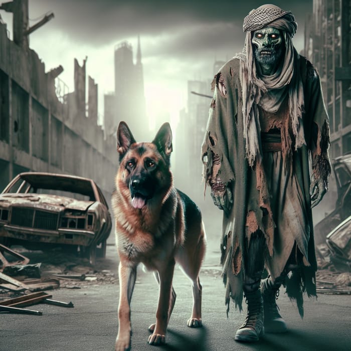 Fantasy Zombie and Dog Scene