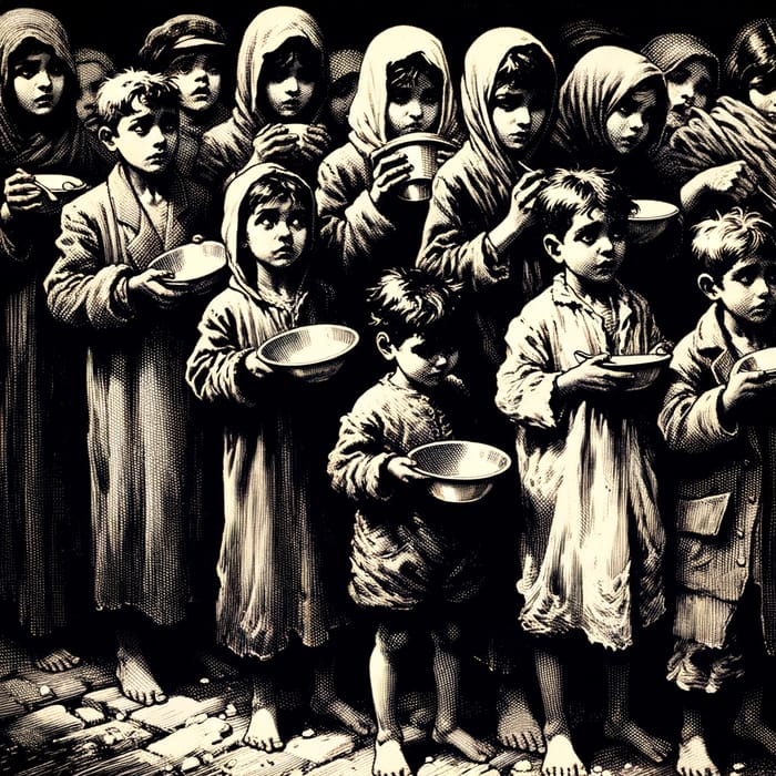 Illustration of Impoverished Palestinian Children