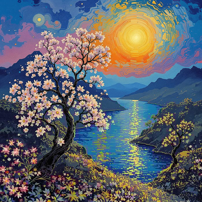 Monet's Love Flower: Classic Ebru Art Monet's Love Flower: Classic Ebru Art