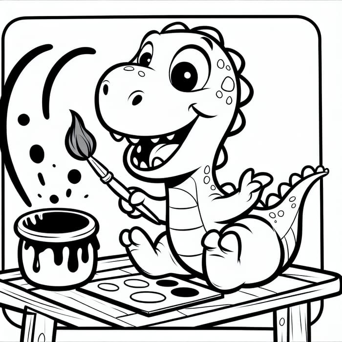 Cartoon Dinosaur Coloring Page for Kids