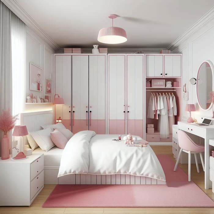 Charming White Bedroom with Pink Accents